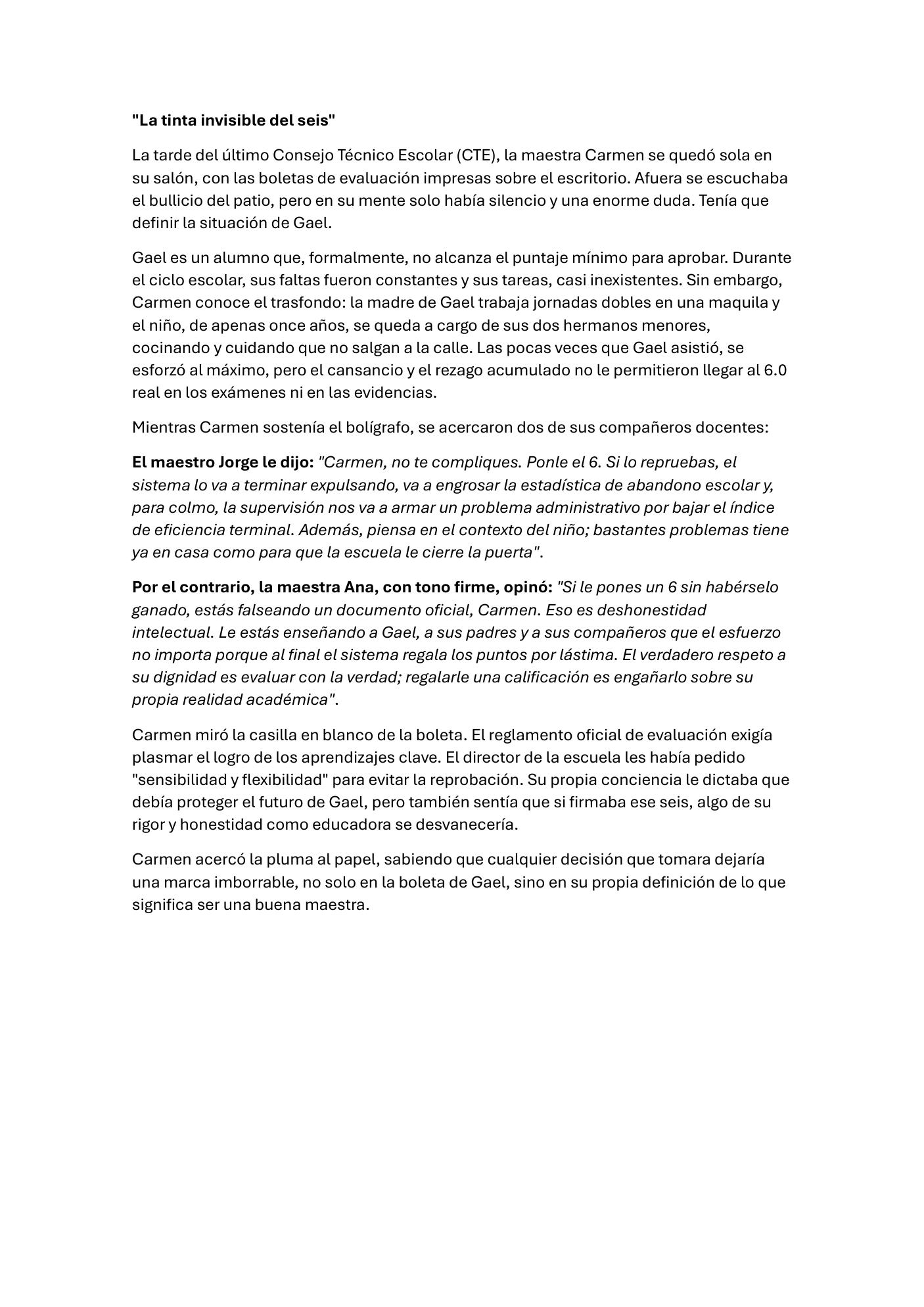 Documento del caso «La tinta invisible del seis»